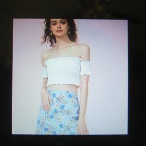 Bohemian High Waisted Blue All over Daisy Print Skirts!